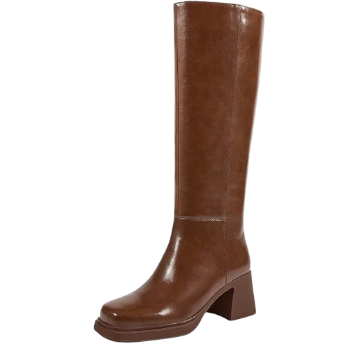 ISNOM Platform Knee High Boots