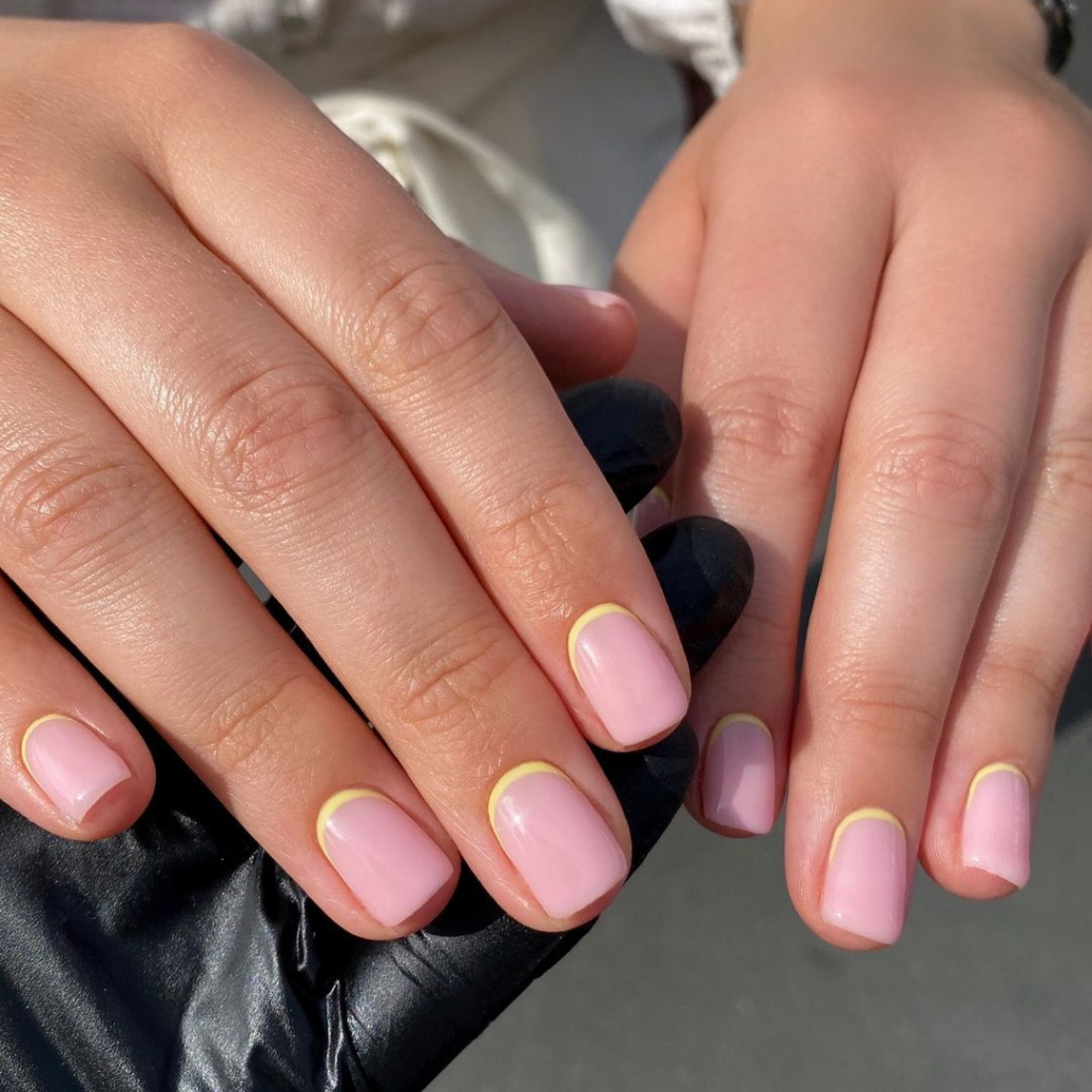 Pastel pink with yellow lining
